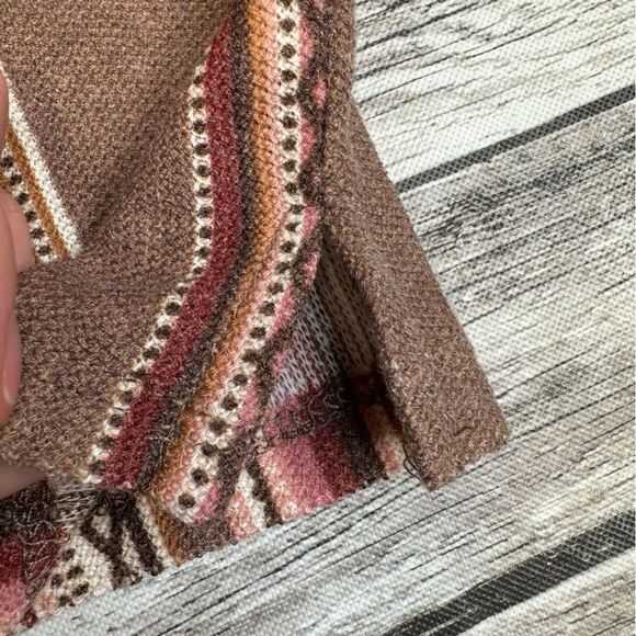 WallFlower Womens Aztec Knit Long Sleeve Shirt Brown Black Tan Pink M Med Medium - Picture 7 of 13